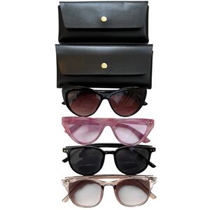 4 New Sunglasses. Adult Sizing and in Excellent Condition. Cases Included.